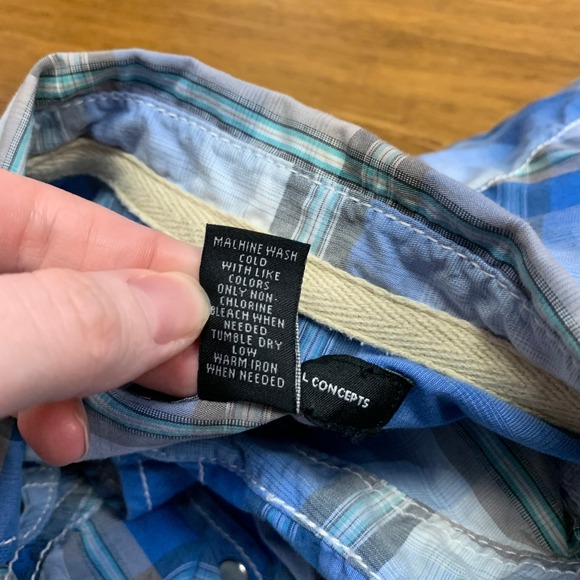 INC International Concepts Plaid Button Down Shirt Mens Size Large Pearl Snap - Picture 6 of 8